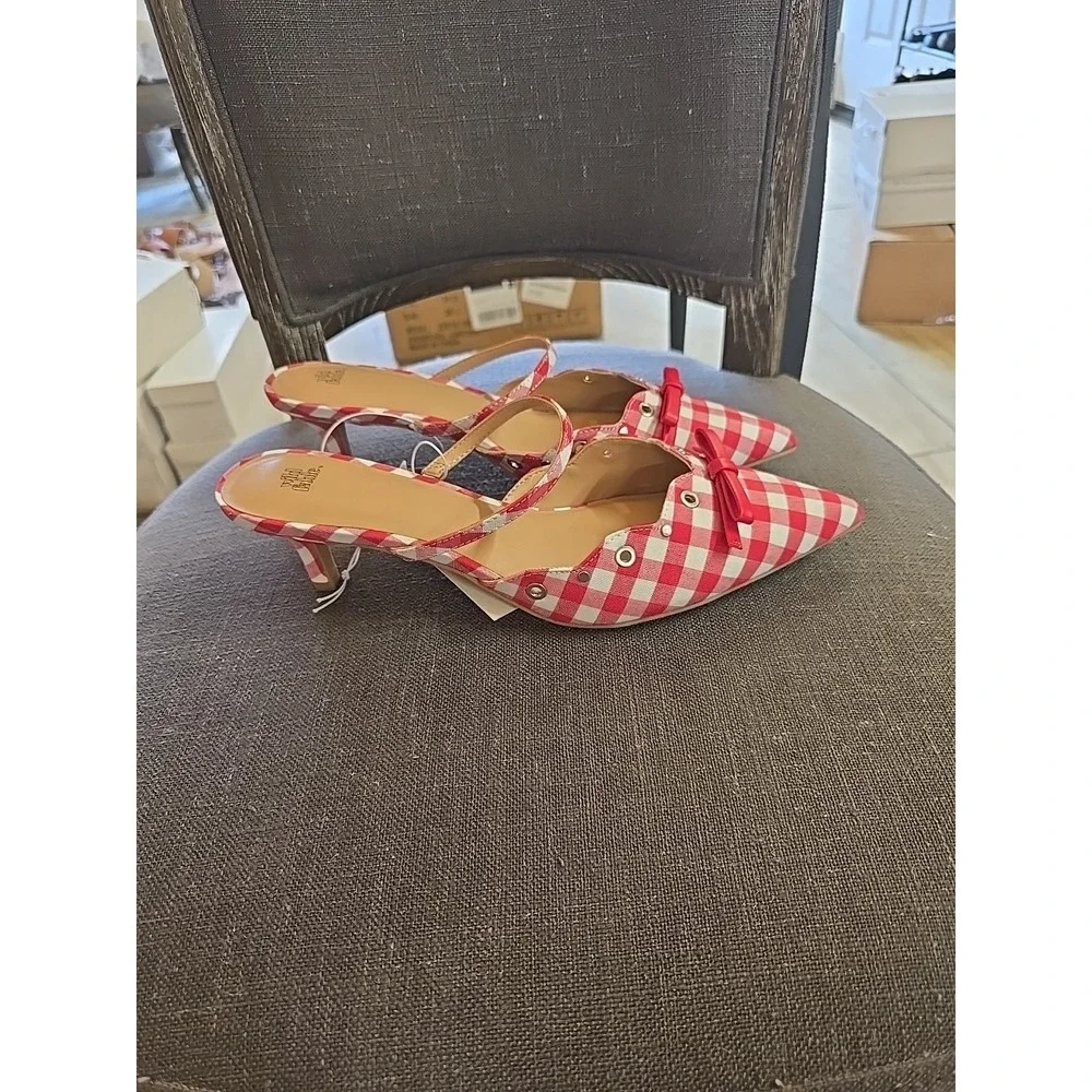 Wild Fable Women's Lysandra Gingham Eyelet Kitten Heels Red White Size 8.5 NWT - Picture 5 of 5